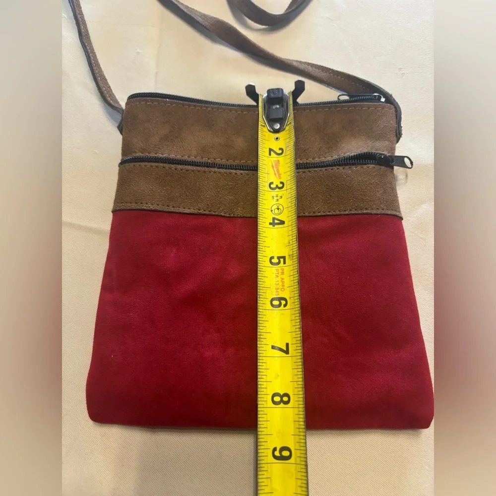 Guatemalan Cross Body Red Brown‎ Boho Pocket 7.25”x 8.5” Small